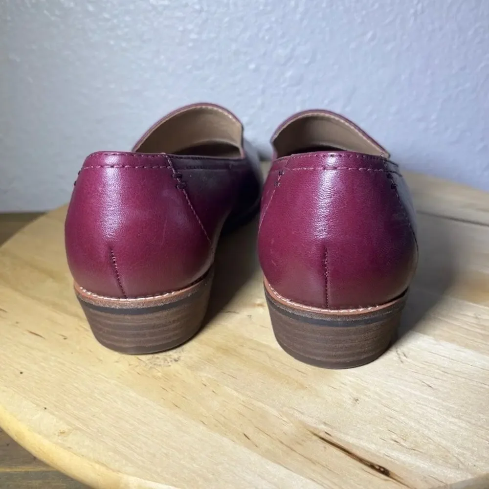 Earth Edna Leather Slip on Round Toe Loafers Shoes Burgundy Women's 9M NWOT